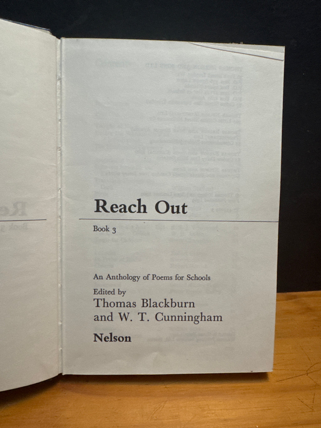 Reach Out Book Three by Thomas Blackburn and W. T. Cunningham, hardcover book