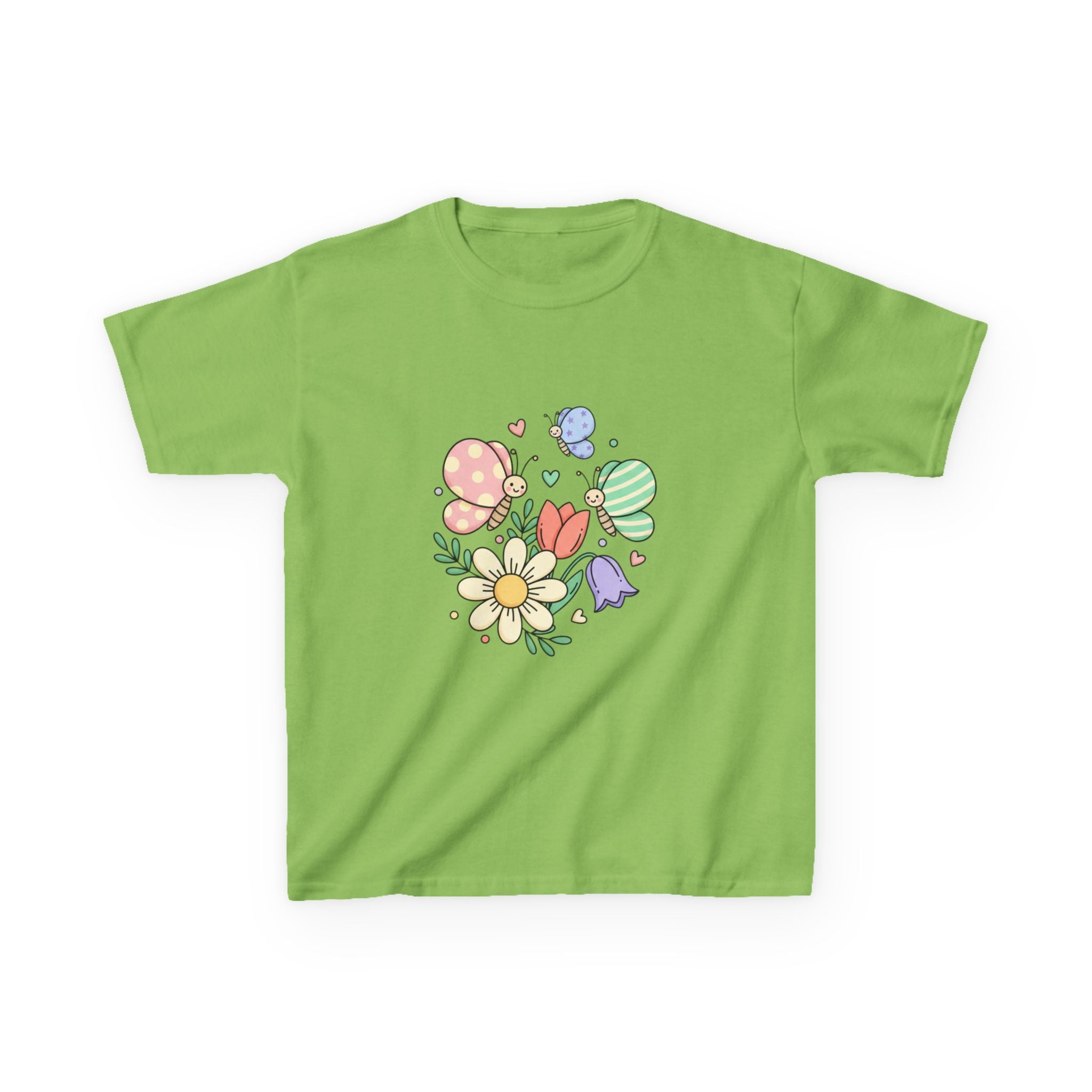 Kids Floral Butterfly Tee — Cute Pastel Flowers & Butterflies Personalized Shirt