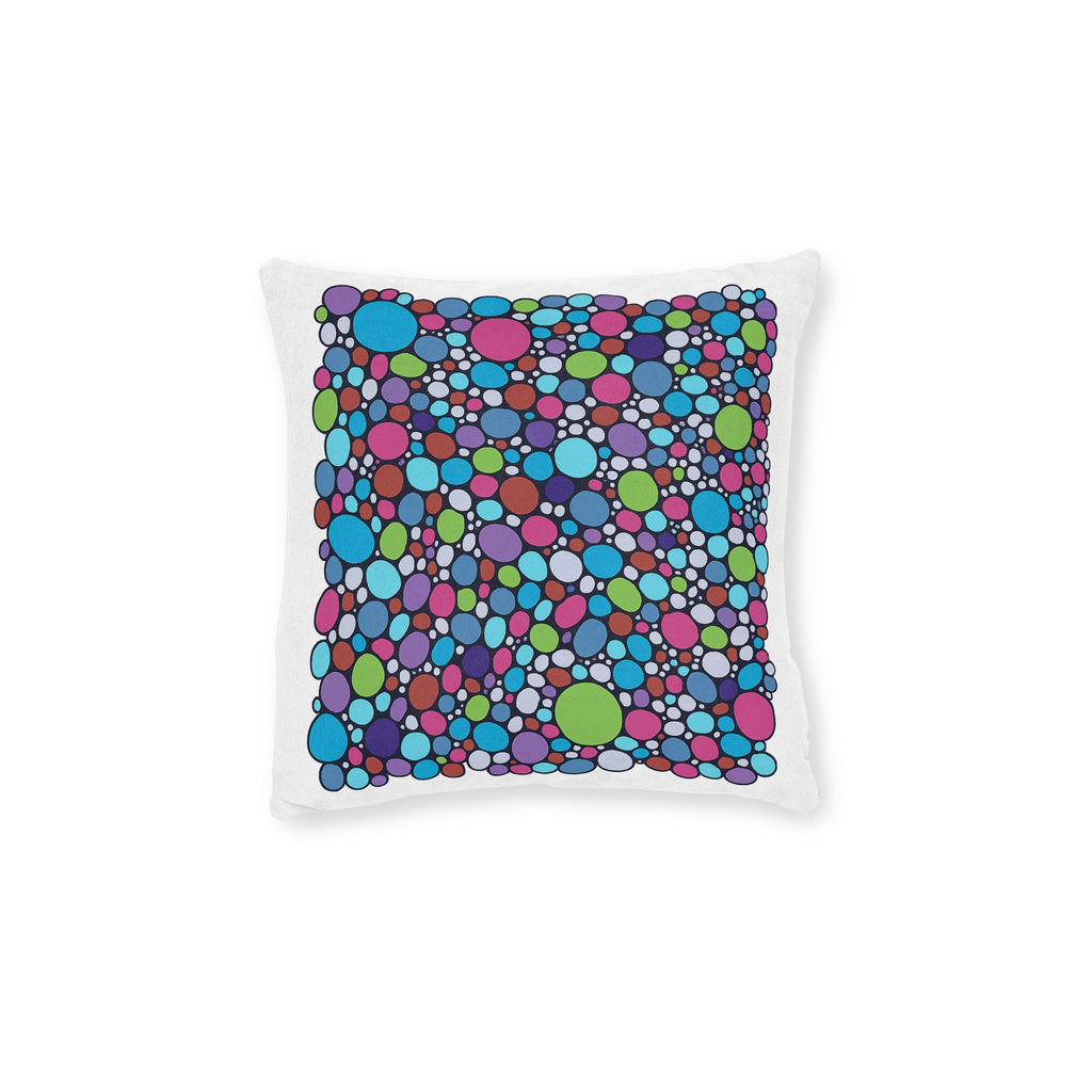 Colourful Bubble Pattern Square Pillow — Vibrant Retro Dot Decorative Pillow
