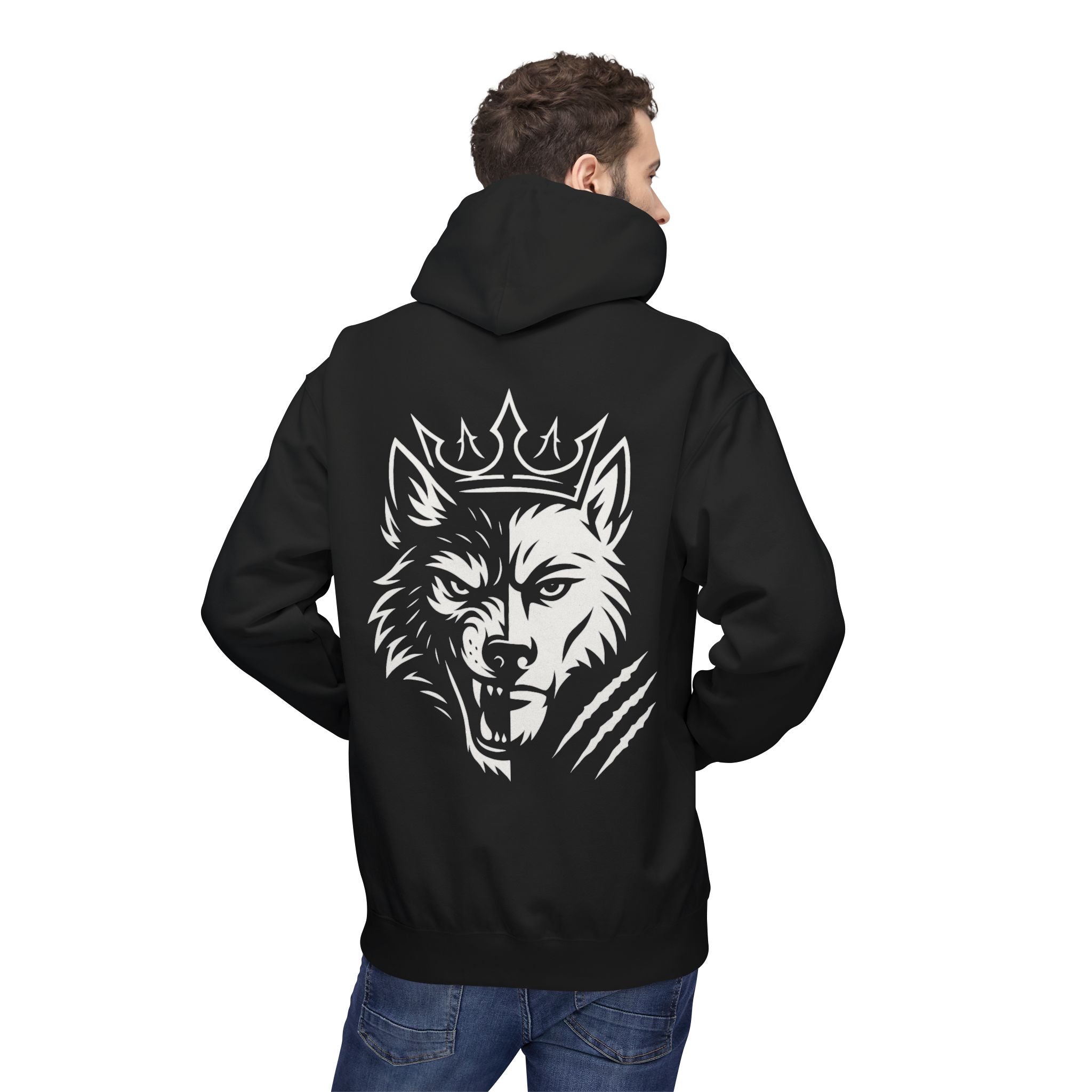 Wolf King Hoodie — Crowned Wolf Graphic Pullover