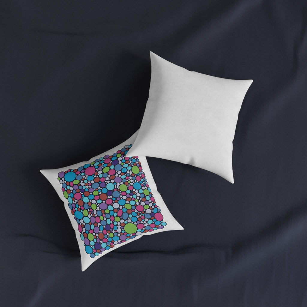 Colourful Bubble Pattern Square Pillow — Vibrant Retro Dot Decorative Pillow