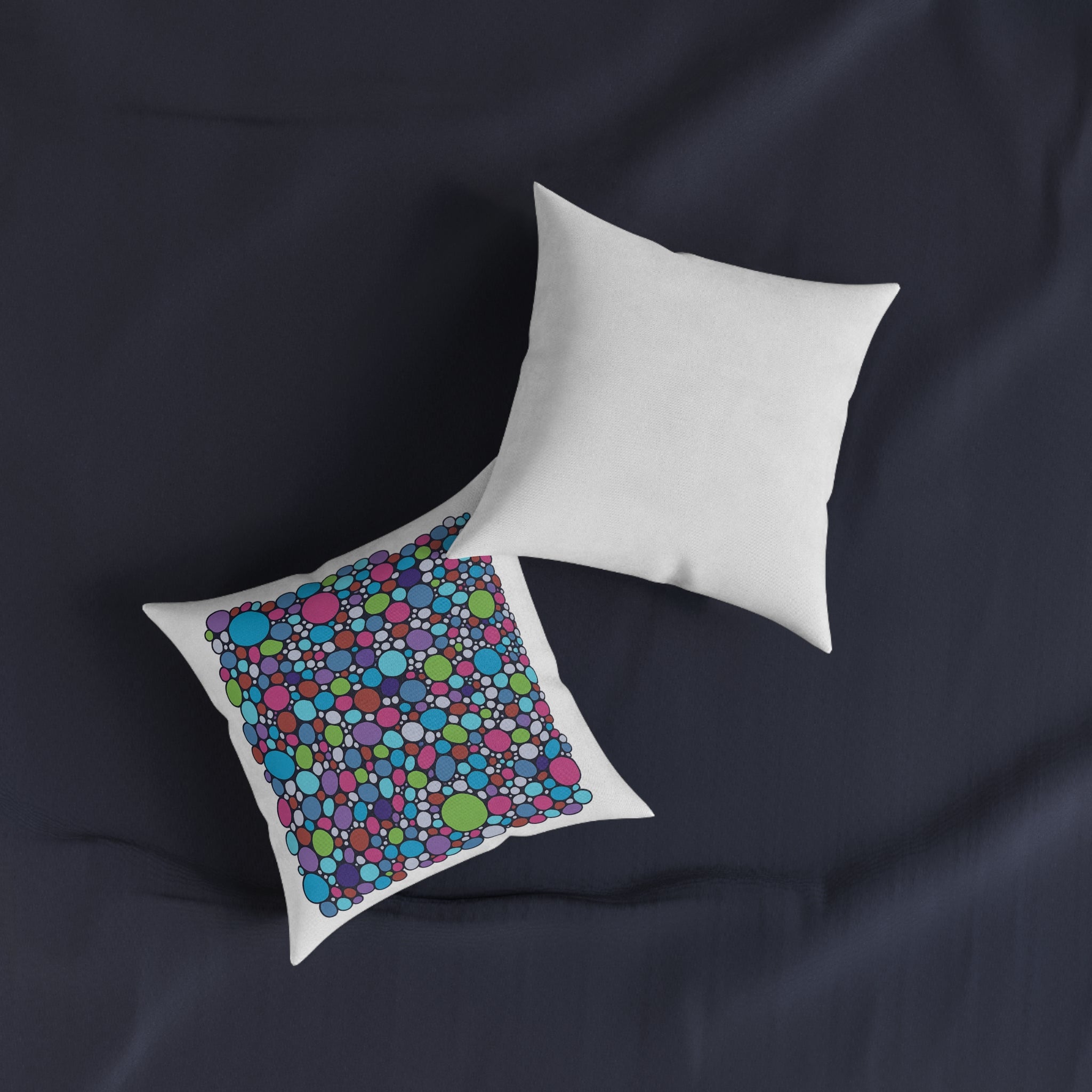 Colourful Bubble Pattern Square Pillow — Vibrant Retro Dot Decorative Pillow