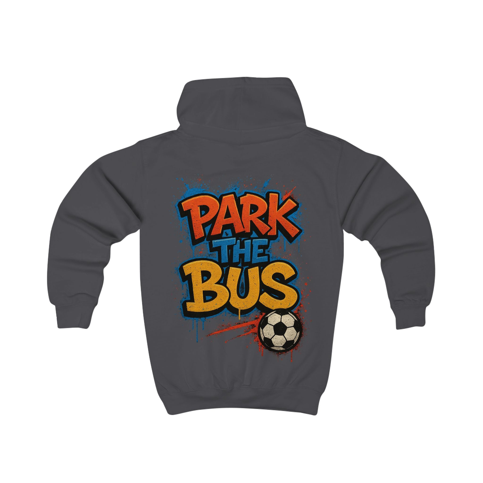 Kids Hoodie - "Park the Bus" Soccer Graphic Hoodie for Young Defenders