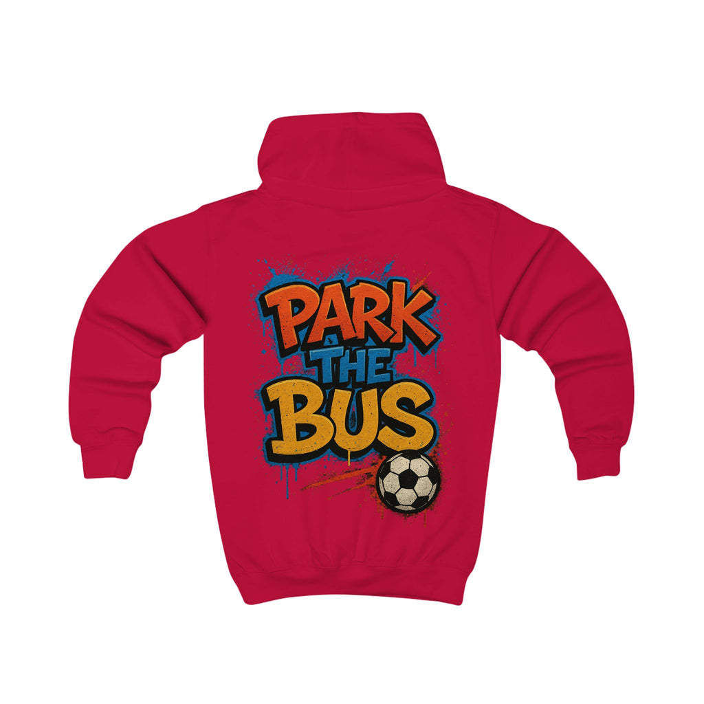 Kids Hoodie - "Park the Bus" Soccer Graphic Hoodie for Young Defenders