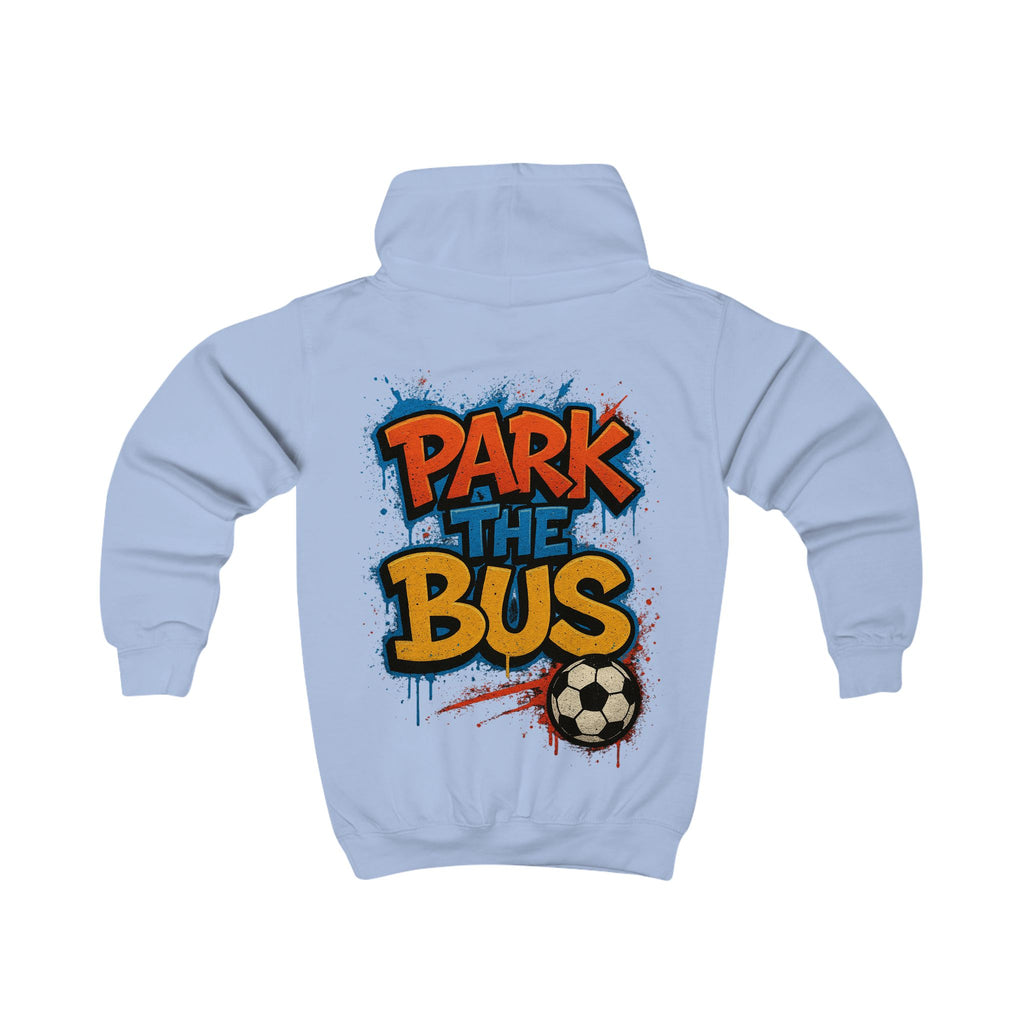 Kids Hoodie - "Park the Bus" Soccer Graphic Hoodie for Young Defenders