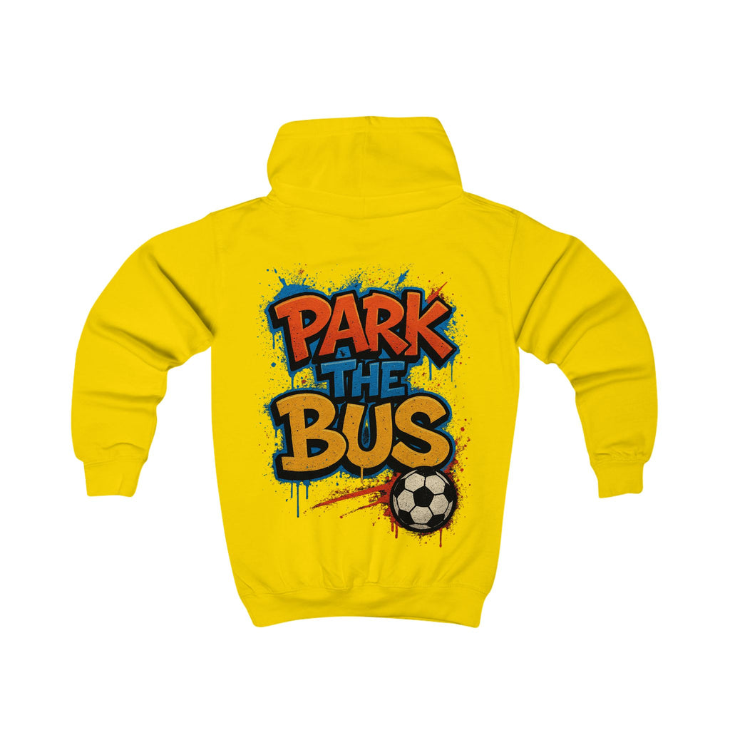 Kids Hoodie - "Park the Bus" Soccer Graphic Hoodie for Young Defenders