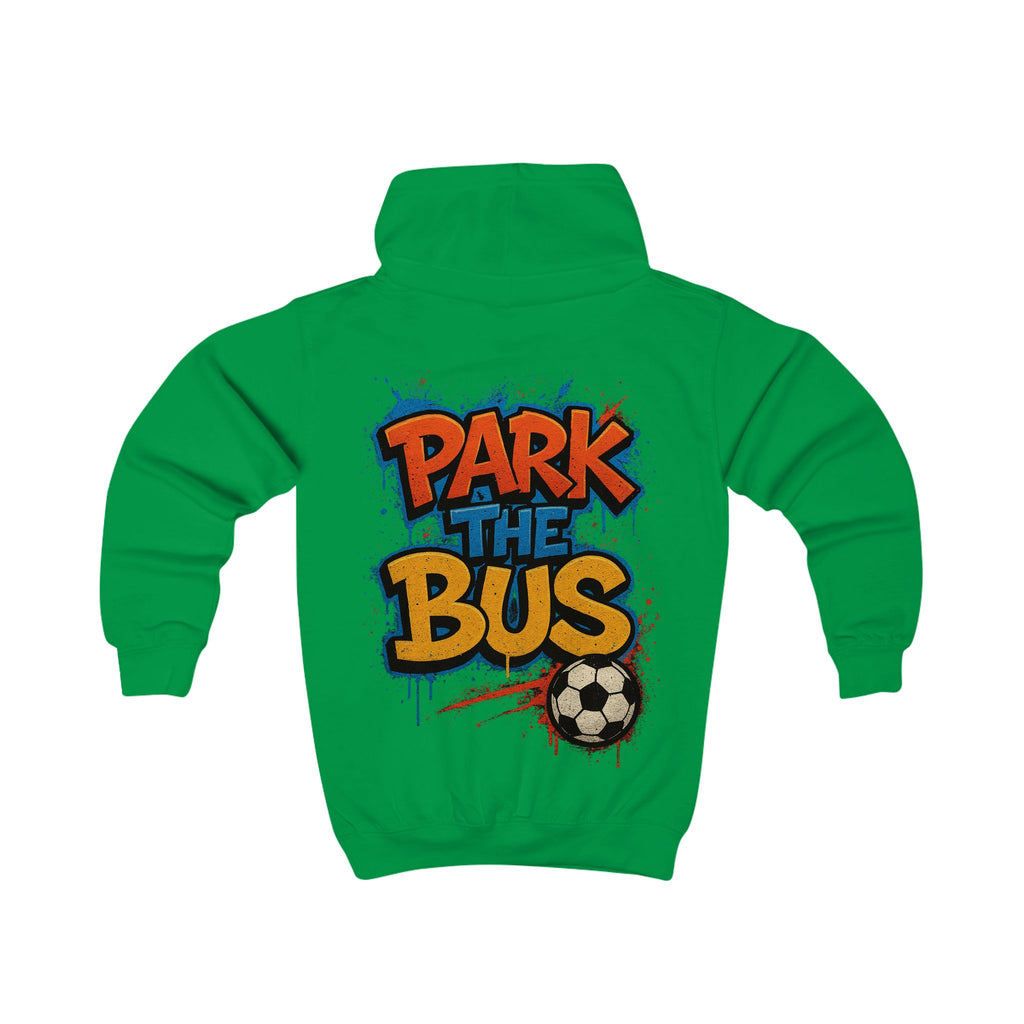 Kids Hoodie - "Park the Bus" Soccer Graphic Hoodie for Young Defenders