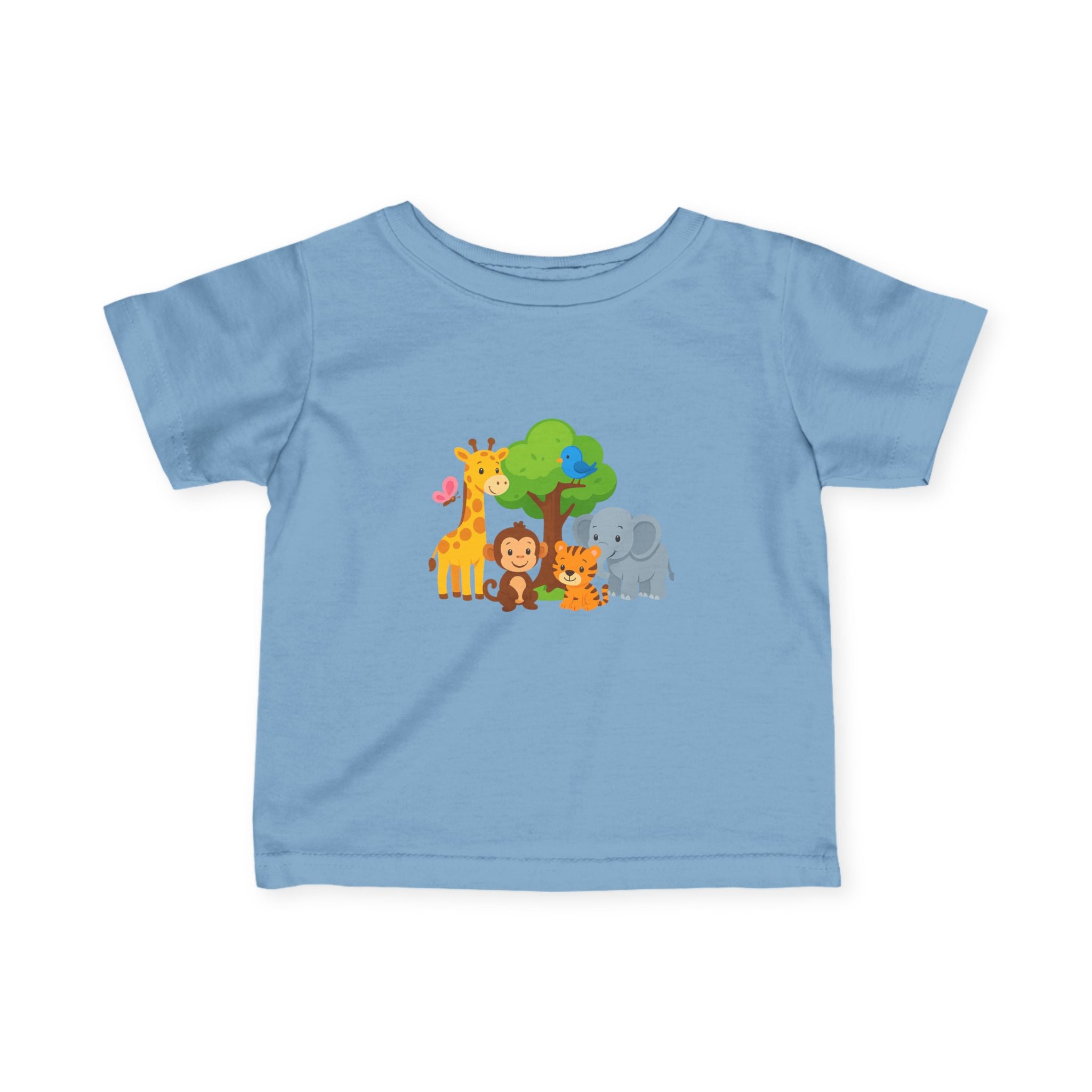 Infant Tee — Cute Safari Animals Baby Shirt (Giraffe, Monkey, Lion, Elephant)