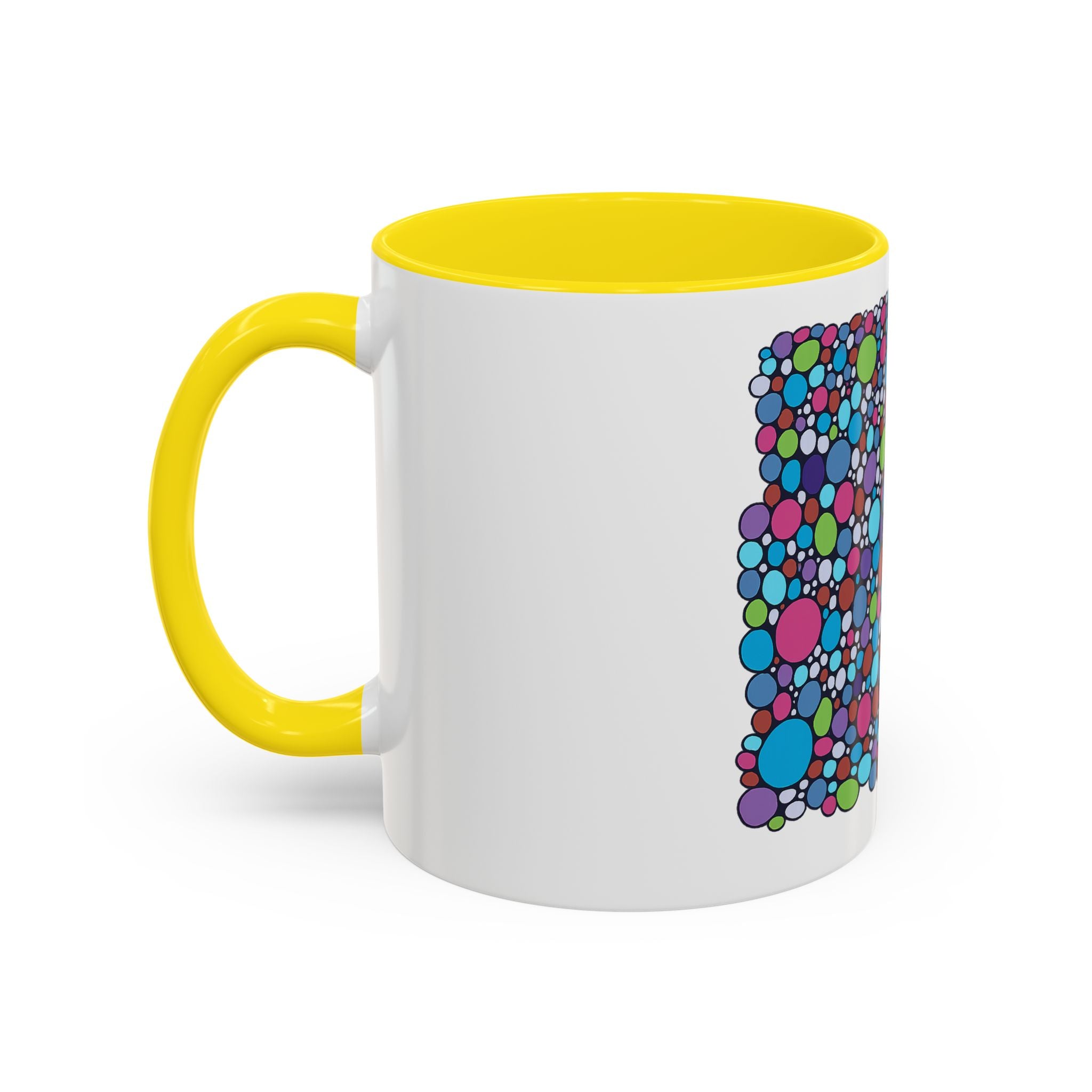 Colourful Bubble Pattern Accent Coffee Mug — Vibrant Abstract Dots 11/15oz
