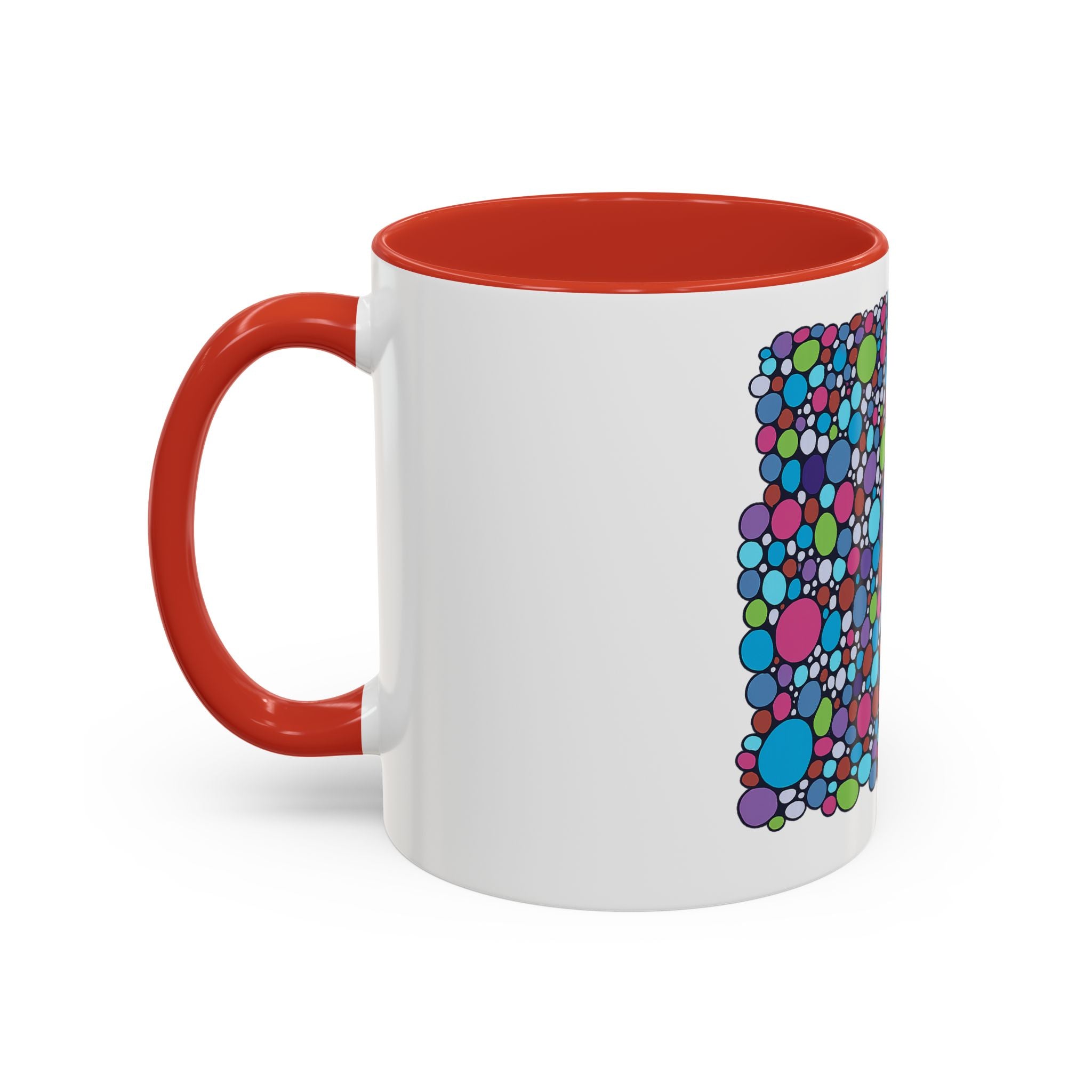 Colourful Bubble Pattern Accent Coffee Mug — Vibrant Abstract Dots 11/15oz