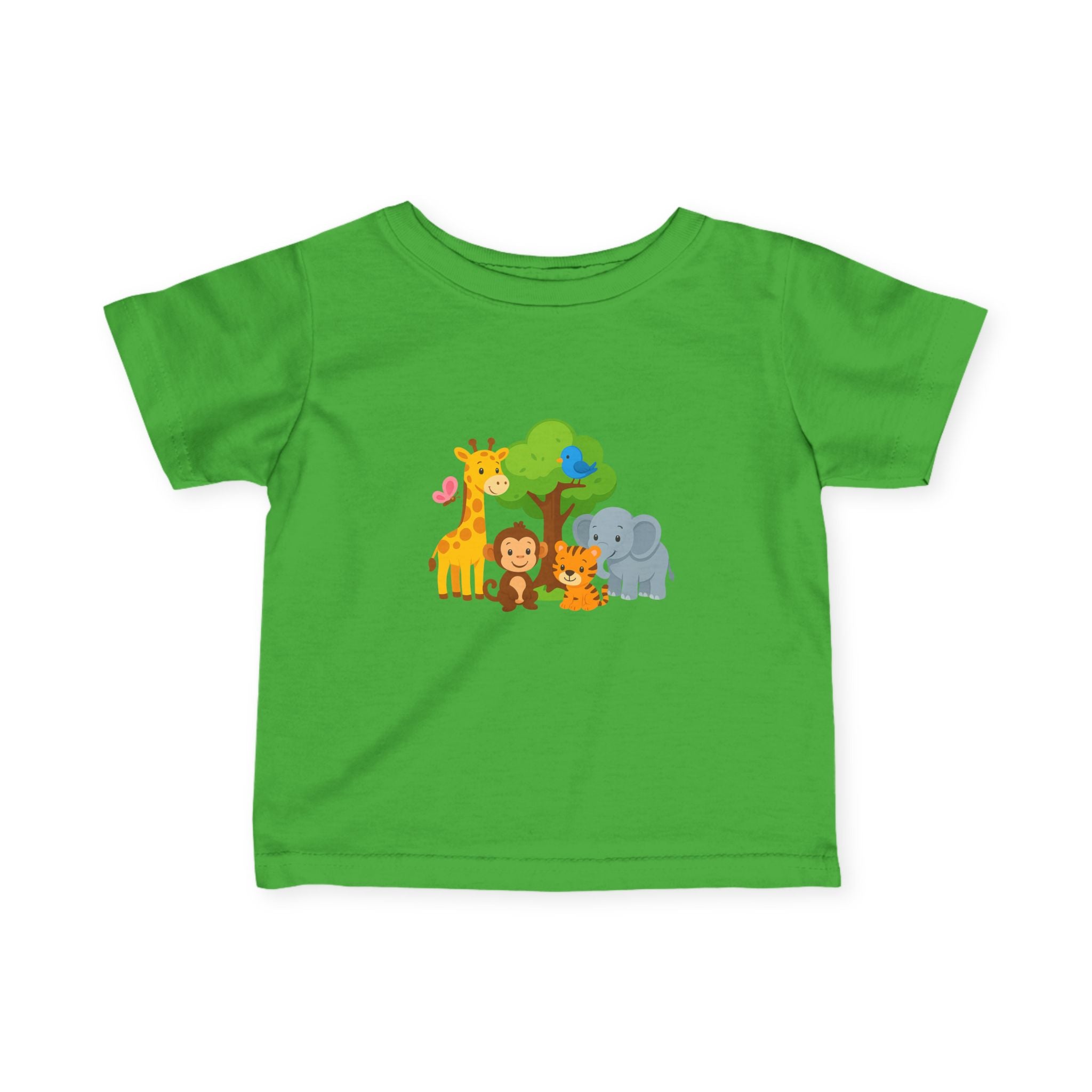 Infant Tee — Cute Safari Animals Baby Shirt (Giraffe, Monkey, Lion, Elephant)