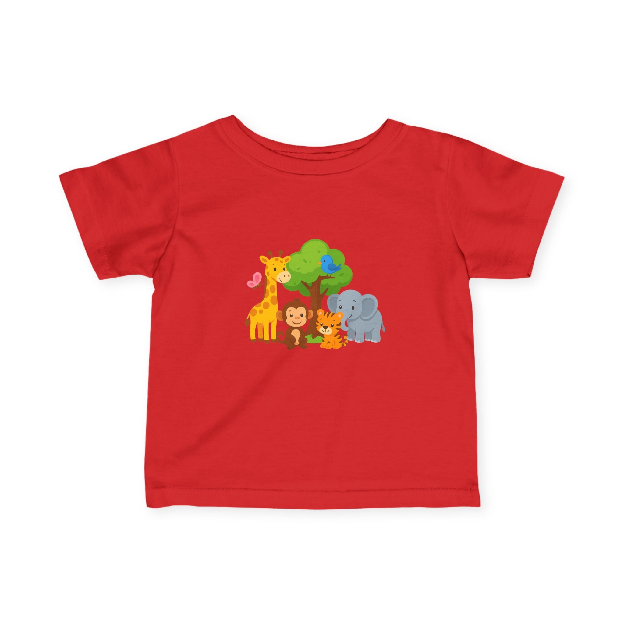 Infant Tee — Cute Safari Animals Baby Shirt (Giraffe, Monkey, Lion, Elephant)