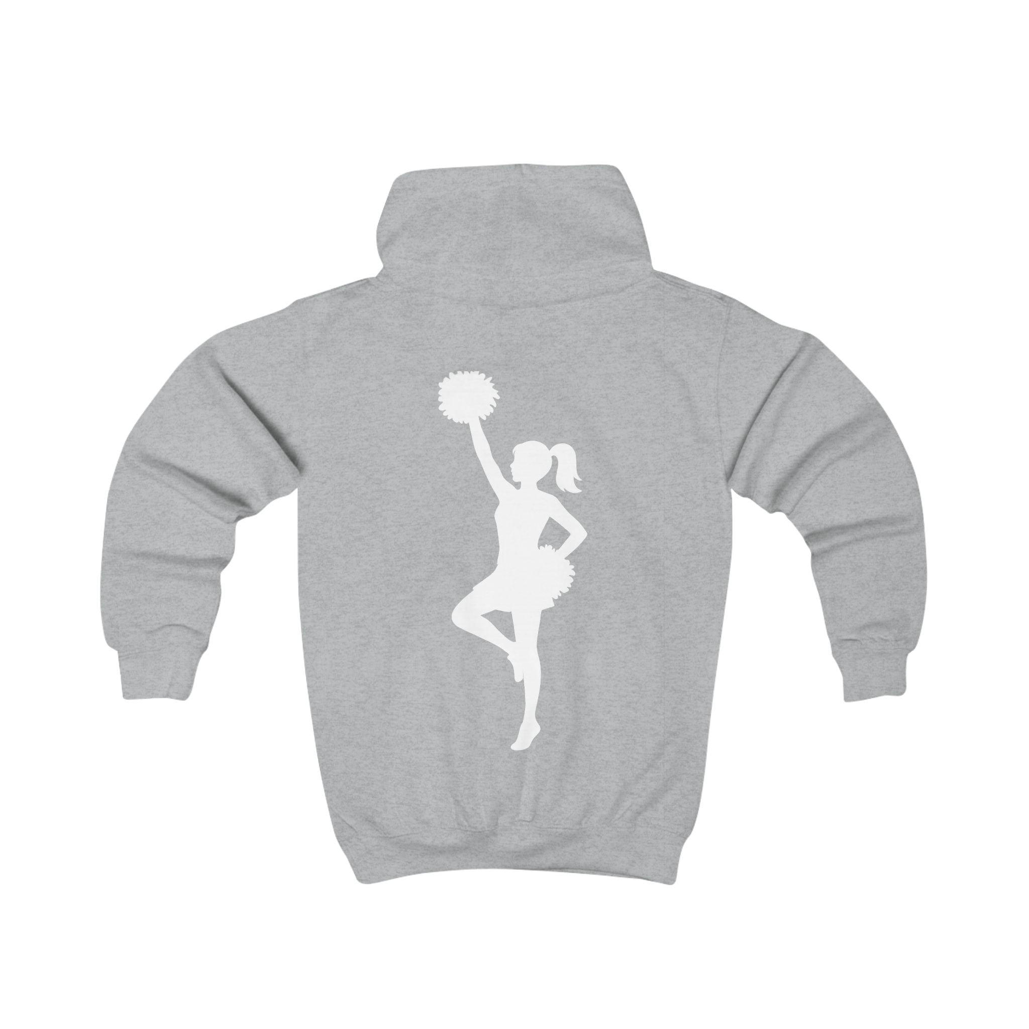 Kids Cheer Hoodie with Pom-Pom Cheerleader Silhouette