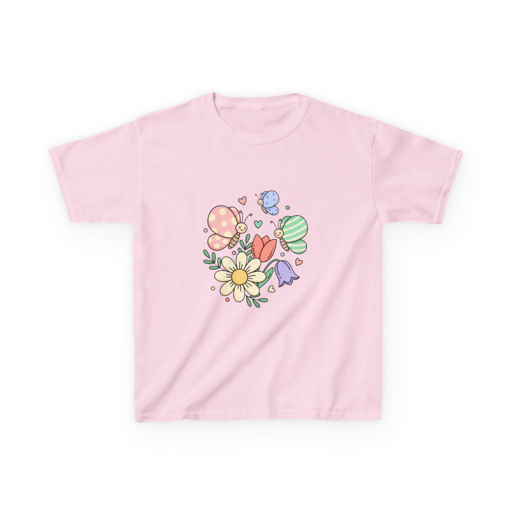 Kids Floral Butterfly Tee — Cute Pastel Flowers & Butterflies Personalized Shirt