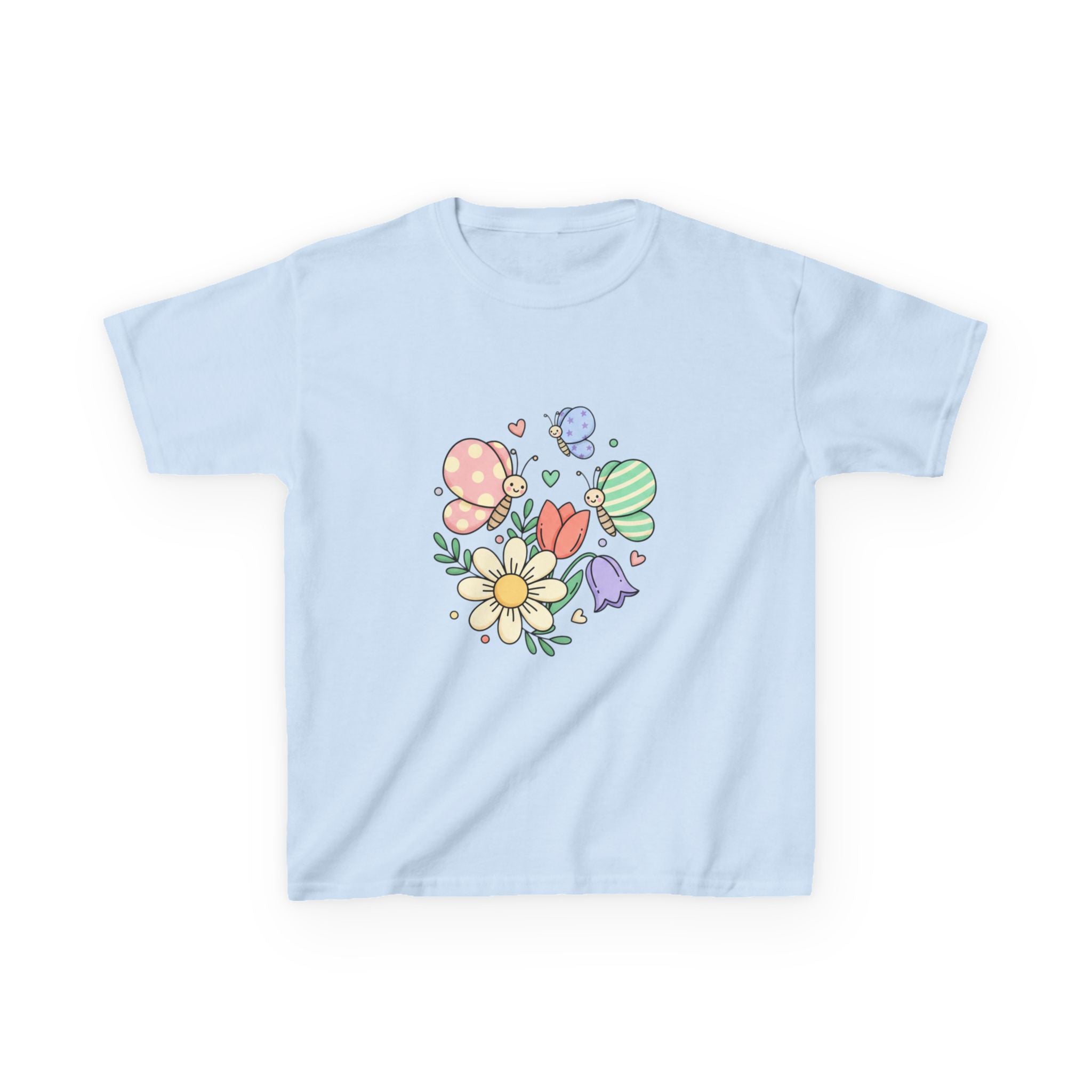 Kids Floral Butterfly Tee — Cute Pastel Flowers & Butterflies Personalized Shirt