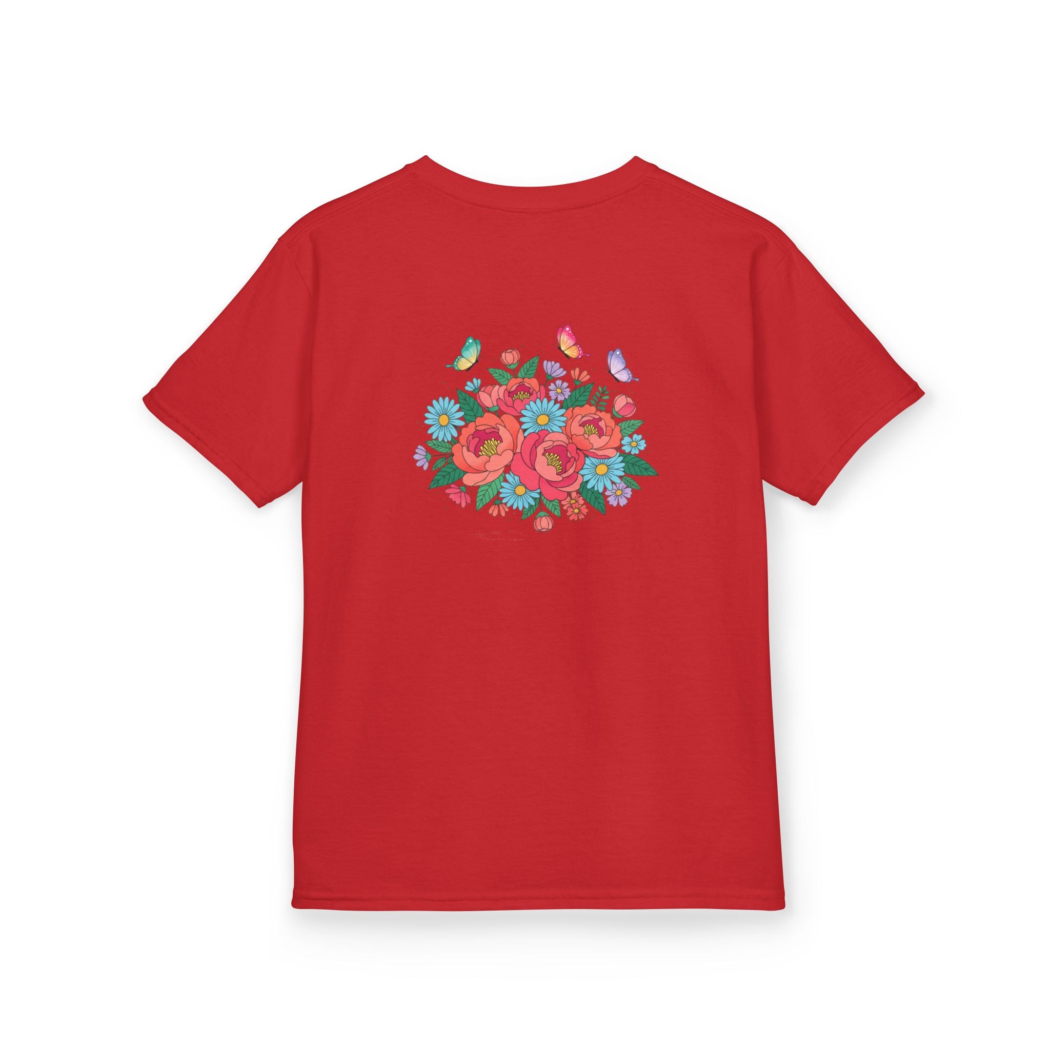 Kids Tee — Colorful Floral Bouquet with Butterflies