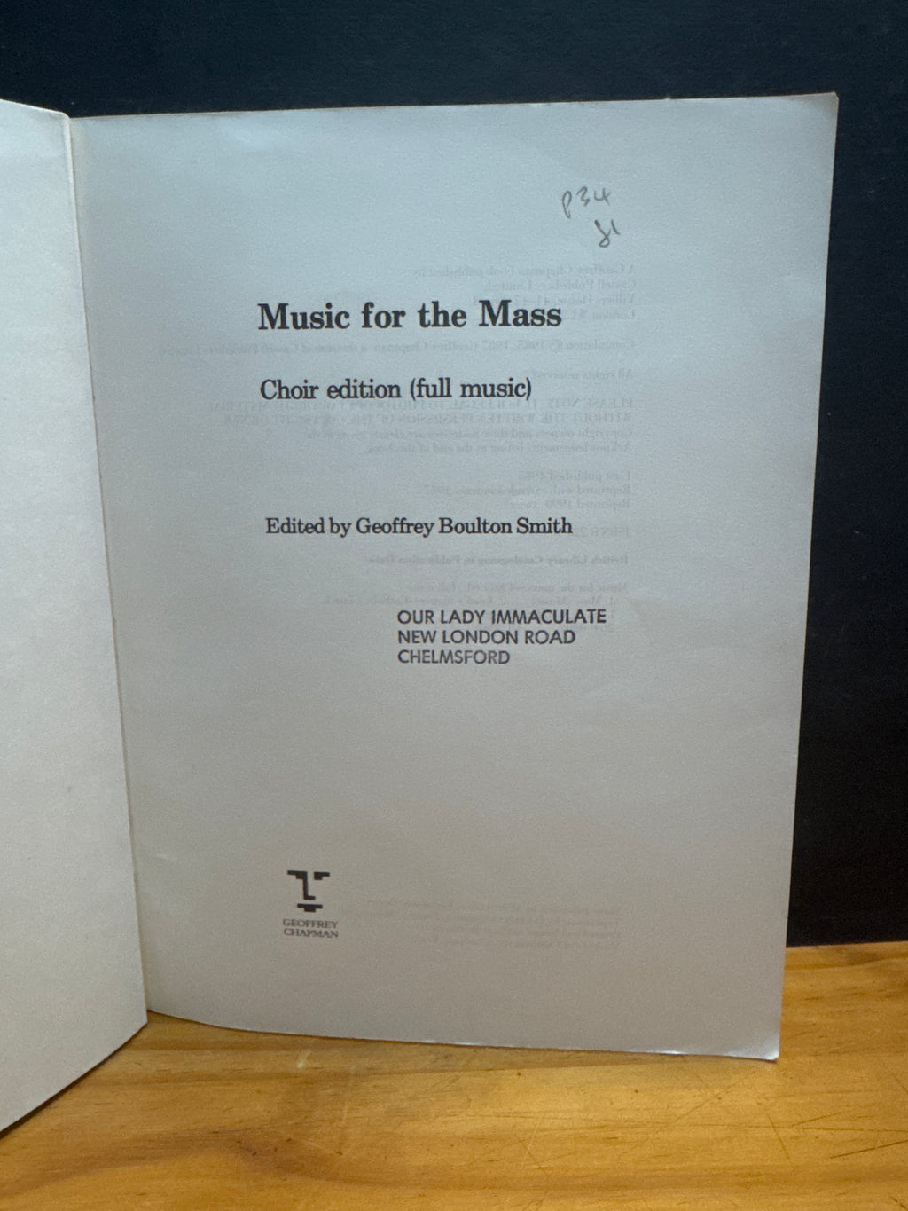 Music for the Mass edited by Geoffrey Boulton Smith, paperback book