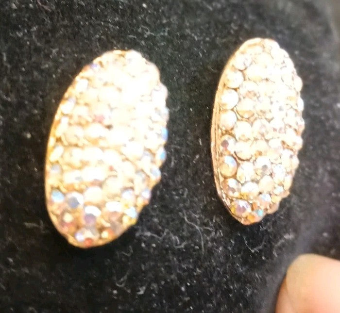 Tara Necklace And Earrings Set. Gold Tone. Rhinestones