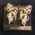 Isle Of Bute Butterfly Earrings Gold Tone Rhinestones