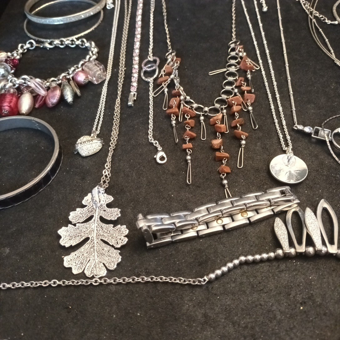 Silver Tone Costume Jewellery  Necklaces Bracelets Bundle Joblot 