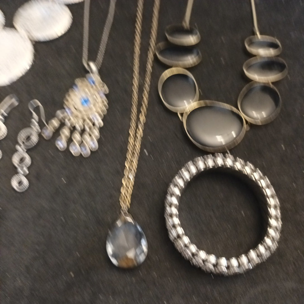 Silver Tone Costume Jewellery  Necklaces Bracelets Bundle Joblot 