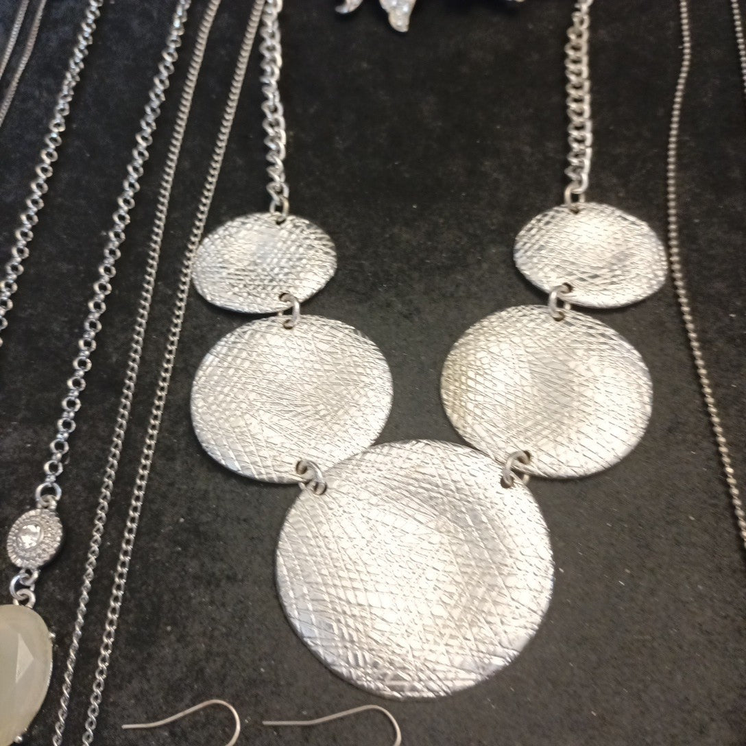 Silver Tone Costume Jewellery  Necklaces Bracelets Bundle Joblot 