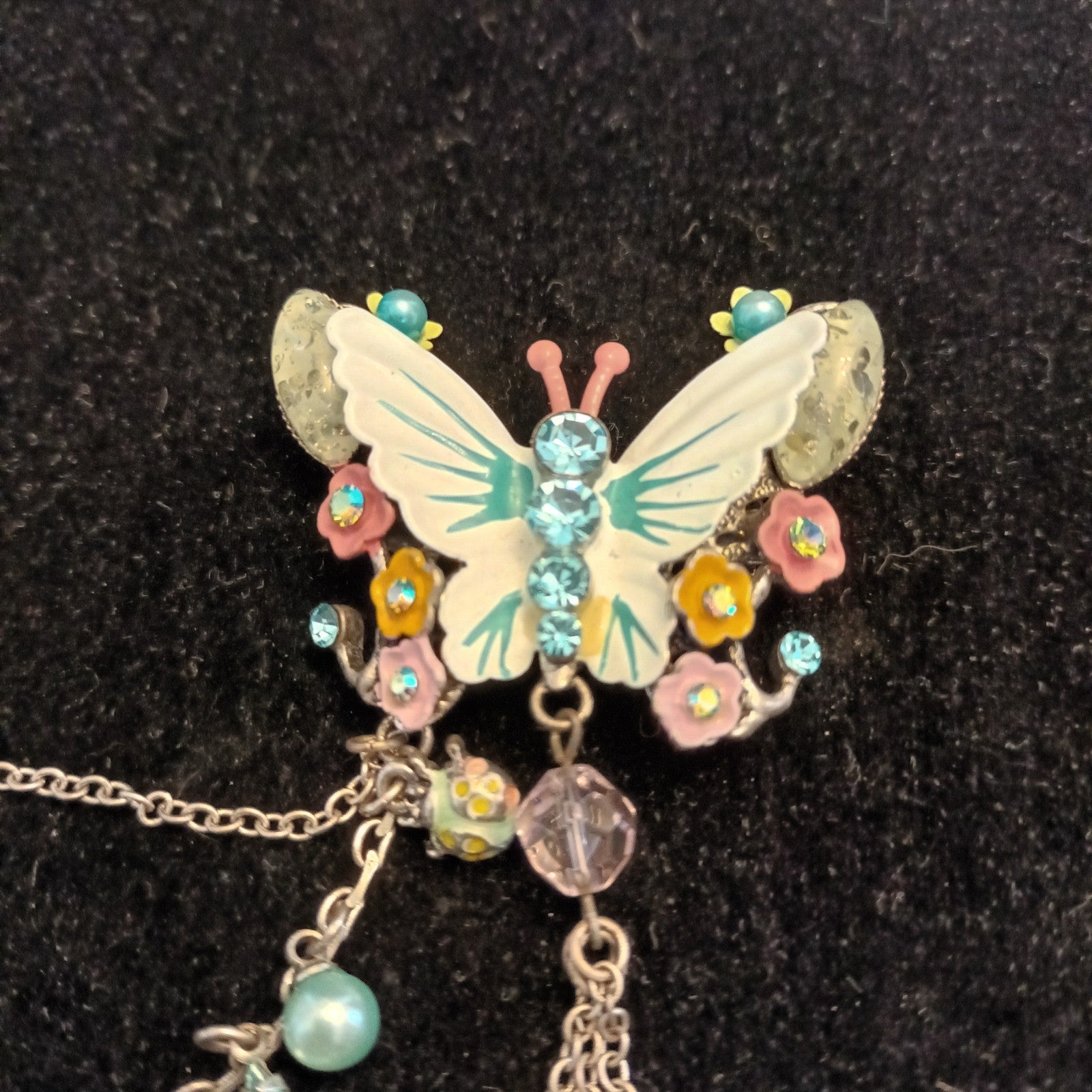 Brooch - Silver tone butterfly brooch - double brooch