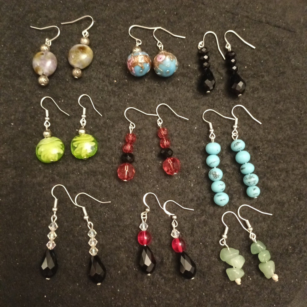 Handmade Earrings. Pairs Of Earrings For Pierced Ears. Hoop Dangle Bundle Joblot