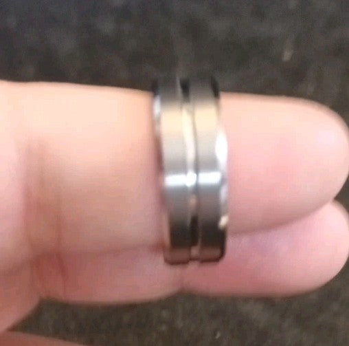 8mm Silver Tungsten Carbide Ring Unisex Brushed Polished Edges Durable Band Sz R