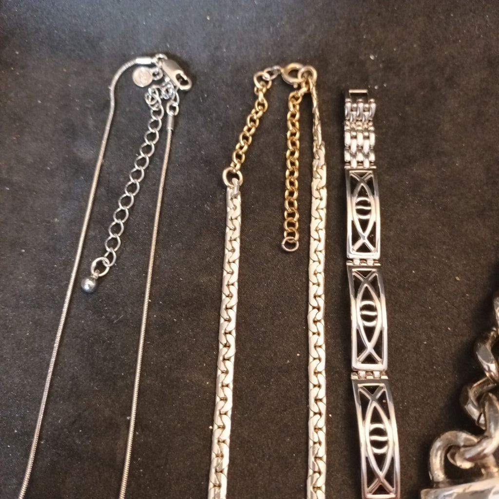 Silver Tone Costume Jewellery  Necklaces Bracelets Bundle Joblot 