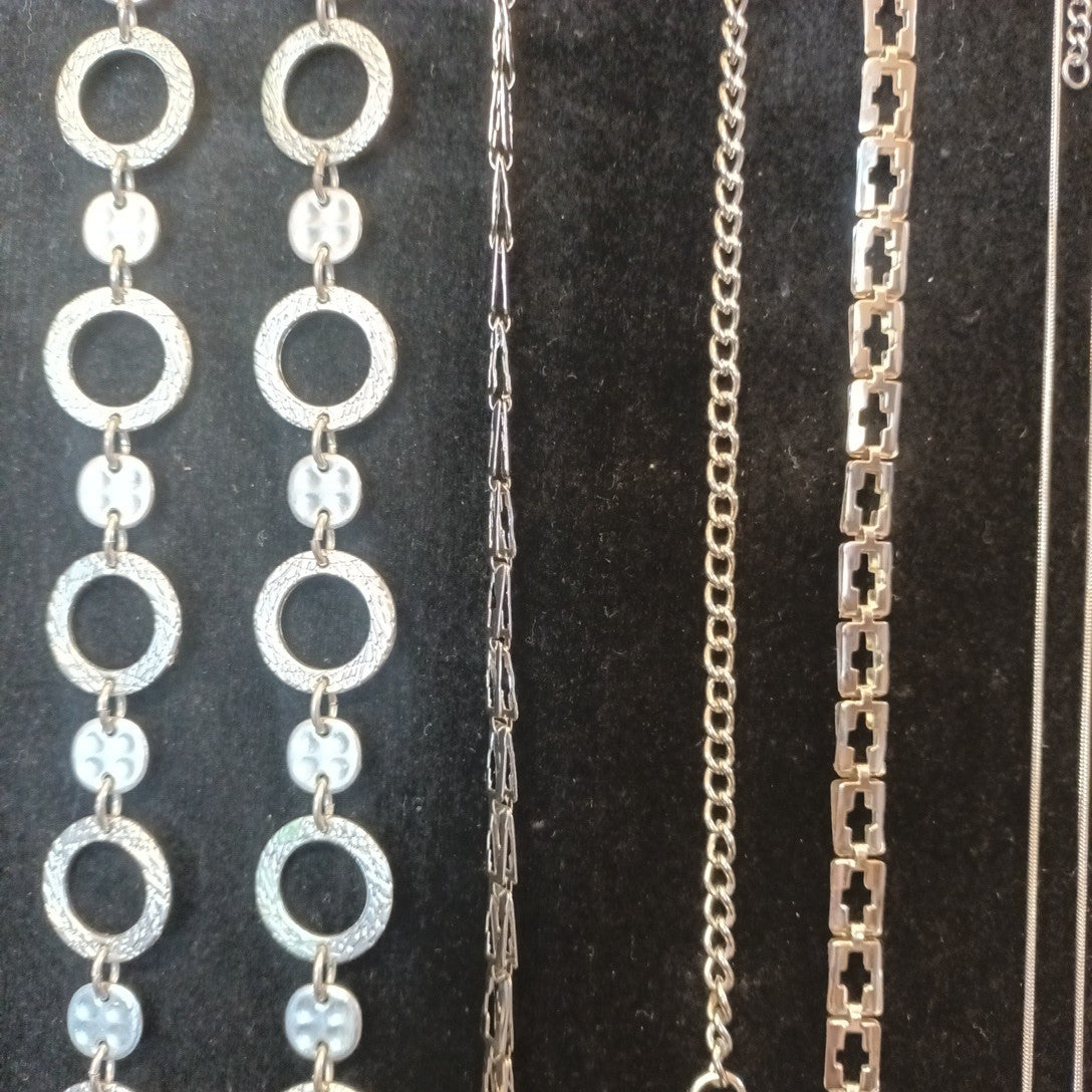Silver Tone Costume Jewellery  Necklaces Bracelets Bundle Joblot 