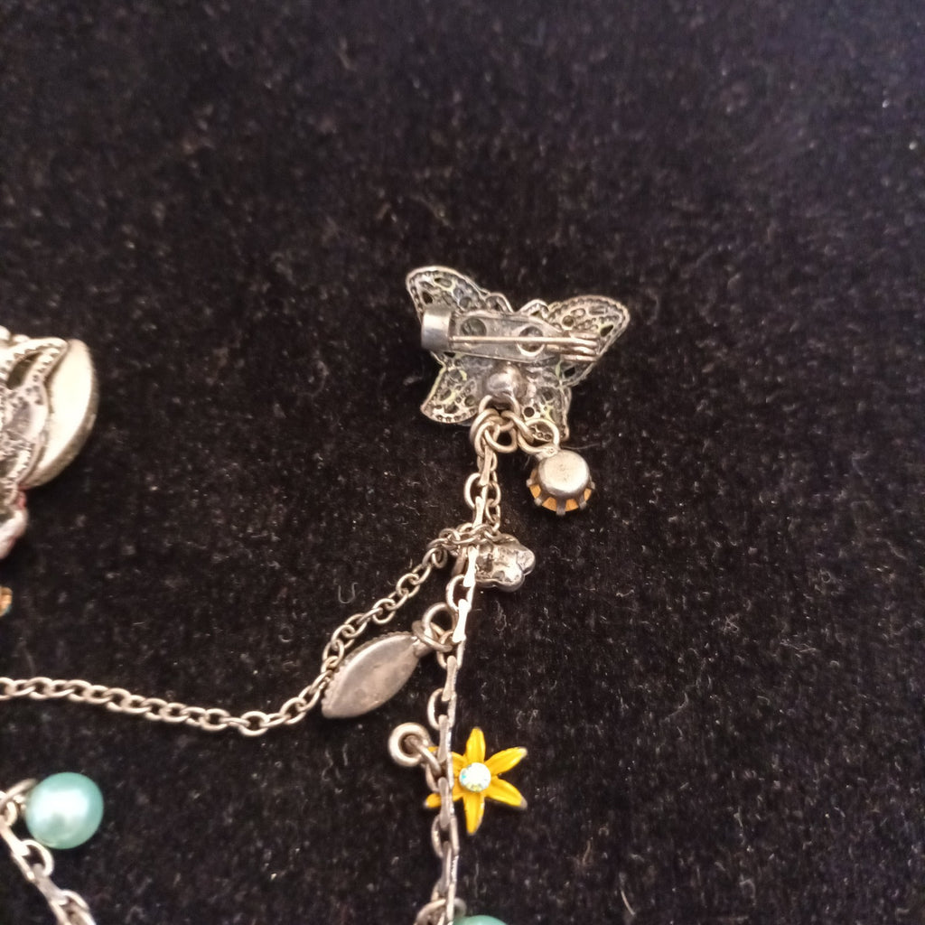 Brooch - Silver tone butterfly brooch - double brooch