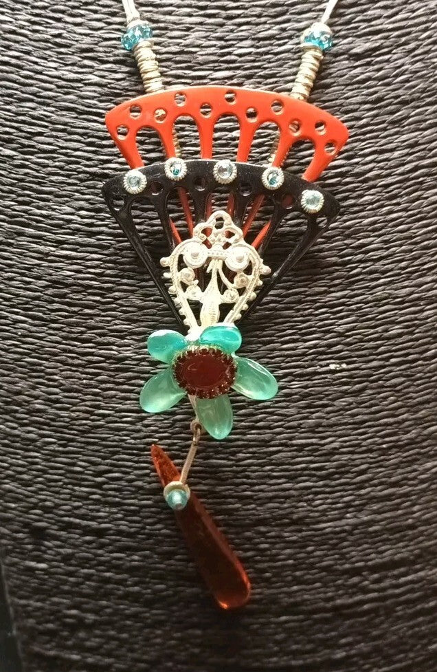 Lalo Statement Necklace Colourful Lucite  25in Long