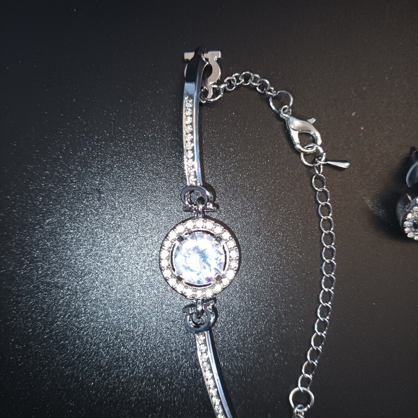 Silver Tone Bracelet And Matching Earrings. Sparkly.