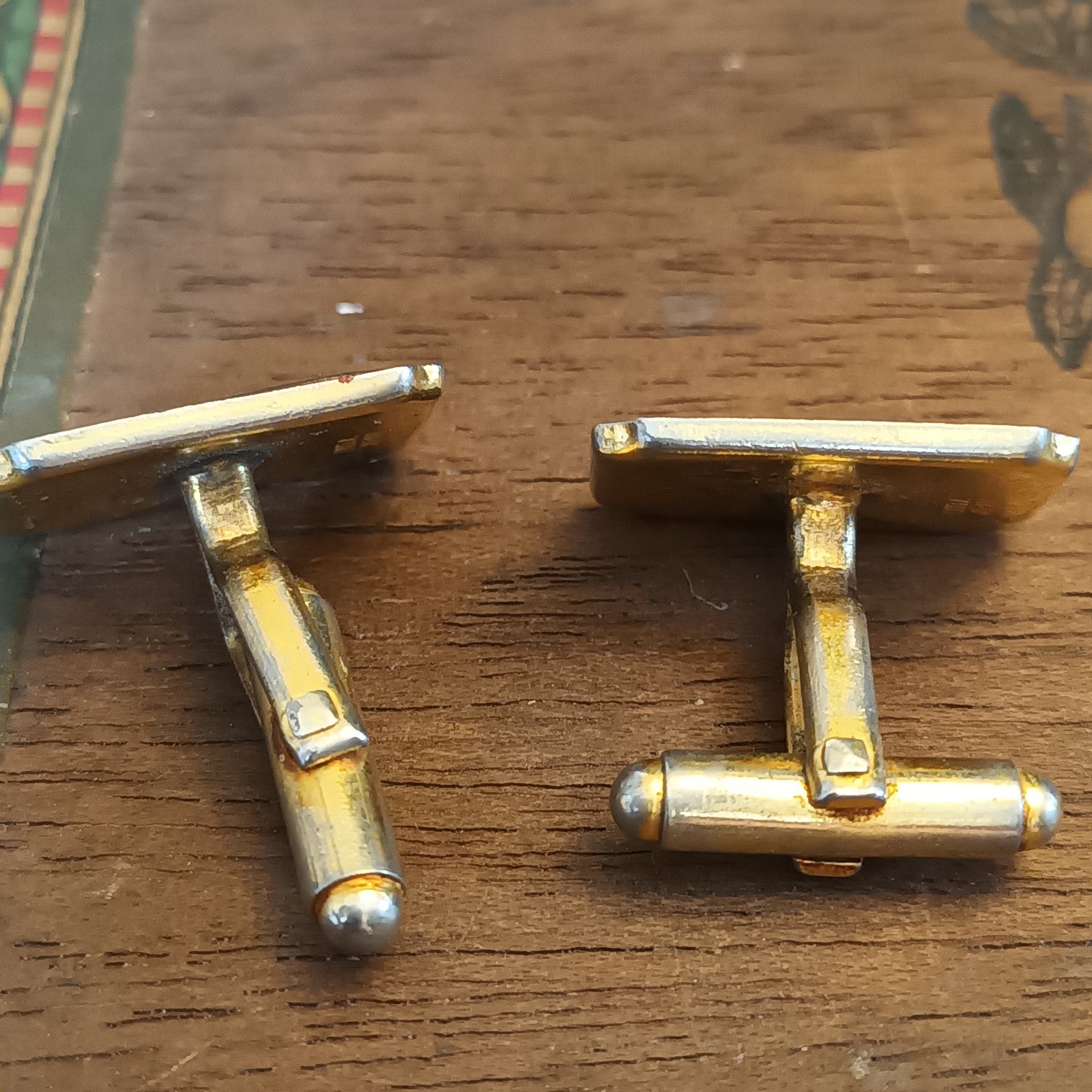 Amita Damascene Cufflinks Gold tone black