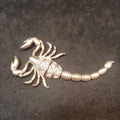 Silver Tone Brooch Scorpion Articulated With Rhinestones
