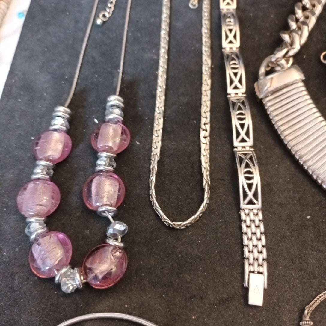 Silver Tone Costume Jewellery  Necklaces Bracelets Bundle Joblot 