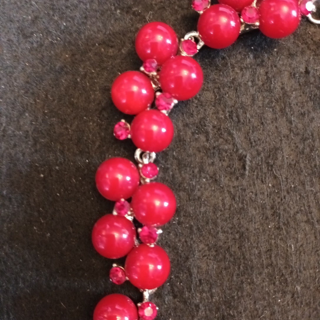 Coast Red Beaded Statement Necklace 38cm