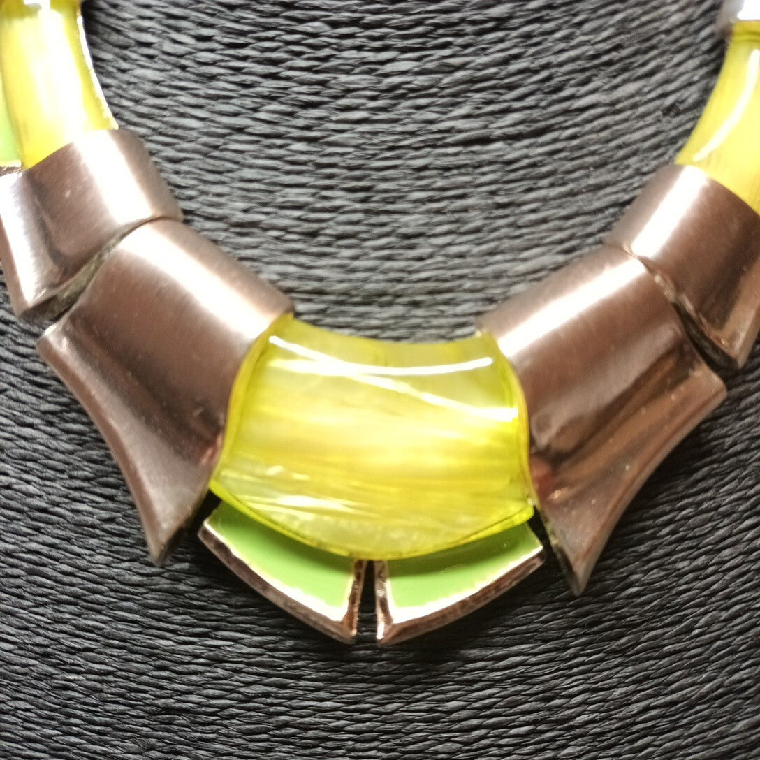 Gaby's Statement Necklace 16in Long Greens Gold Silver Tone