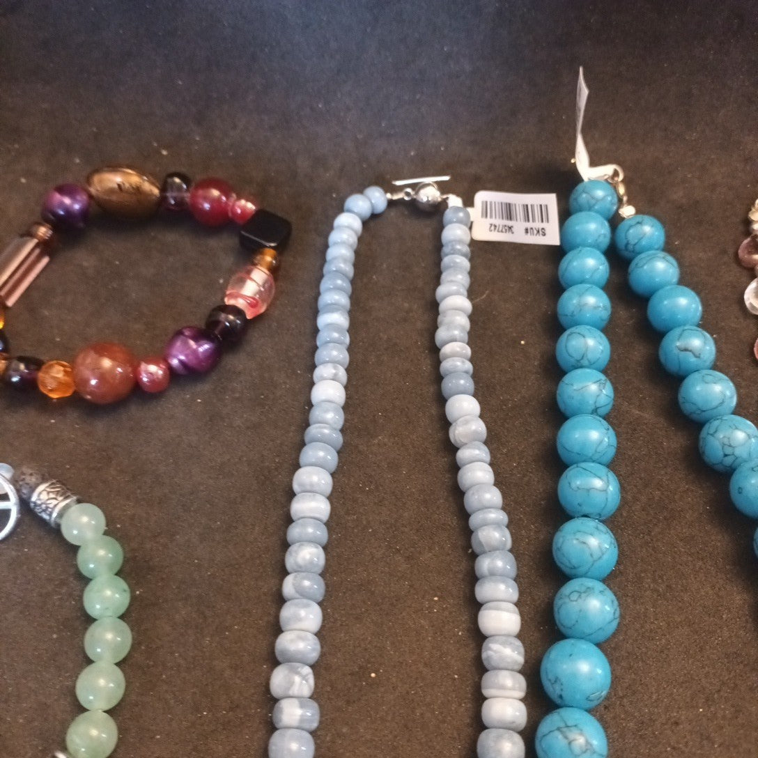 Costume Jewellery Necklaces Bracelets Bundle Joblot Glass, Ceramic, Gem Stones