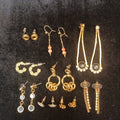 Earrings. Pairs Of Gold Tone Earrings For Pierced Ears.  Bundle Joblot