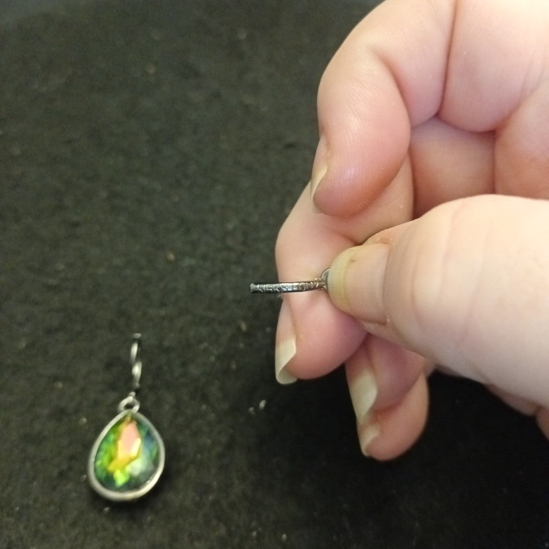 Kirk's Folly Earrings Green Faceted Gun Metal Grey Colour Metal