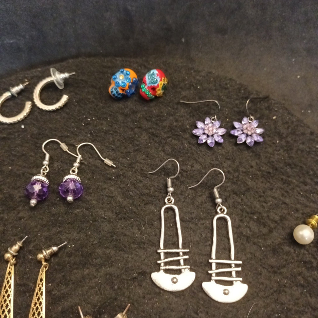 Earrings. Pairs Of Earrings For Pierced Ears. Hoop Dangle. Studs Bundle Joblot