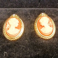 Gold Tone Cameo Style Clip On Earrings 27mm