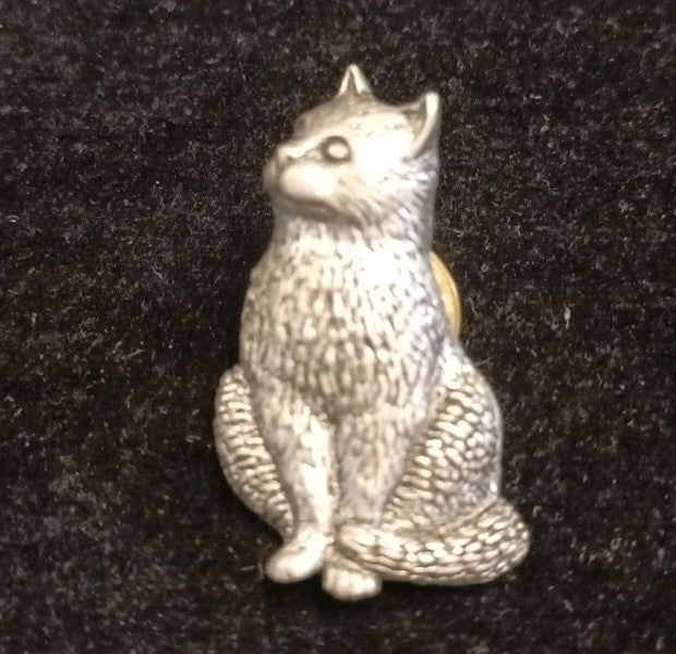 A R Brown Pewter Cat Pin 32mm