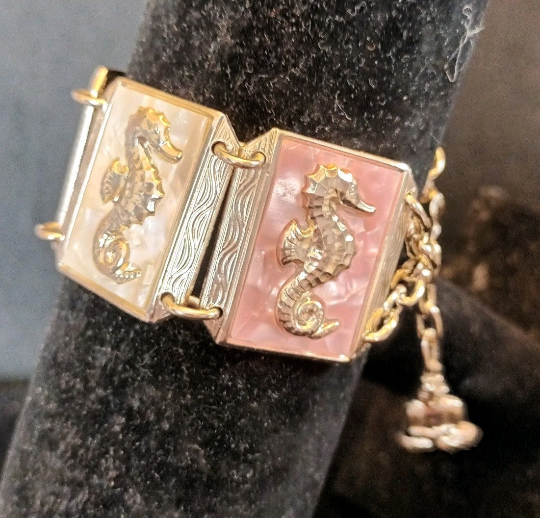 Vintage panel bracelet seahorse lightweight West Germany