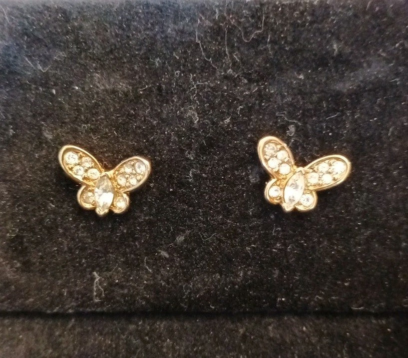 Atwood & Sawyer Gold Tone Earrings Butterfly