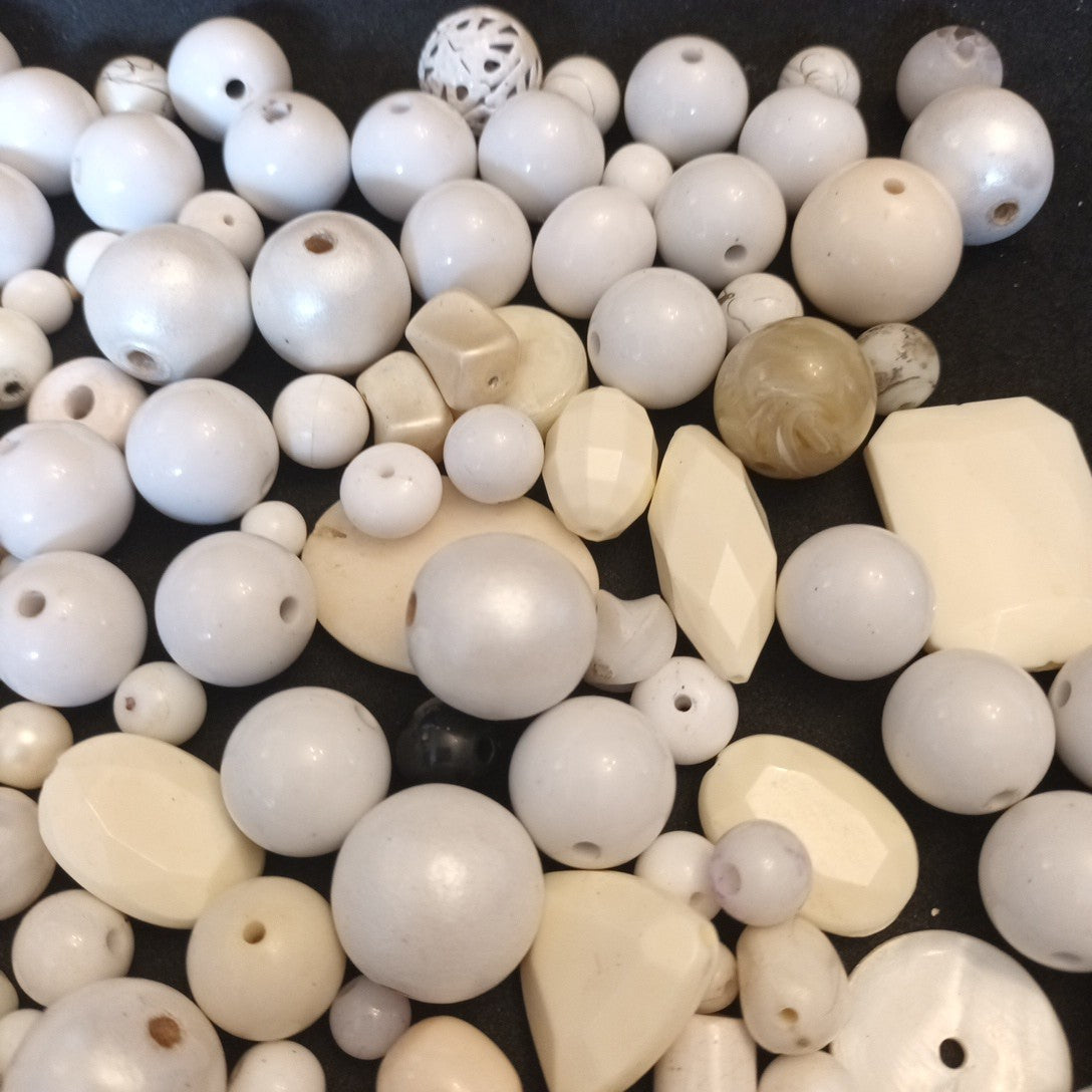 Whites Bead Bundle Mixed Sizes Shapes And Materials