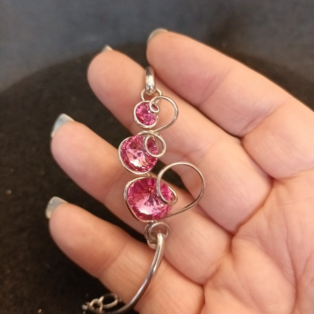 Malu Silver Tone Bracelet With Pink Crystals