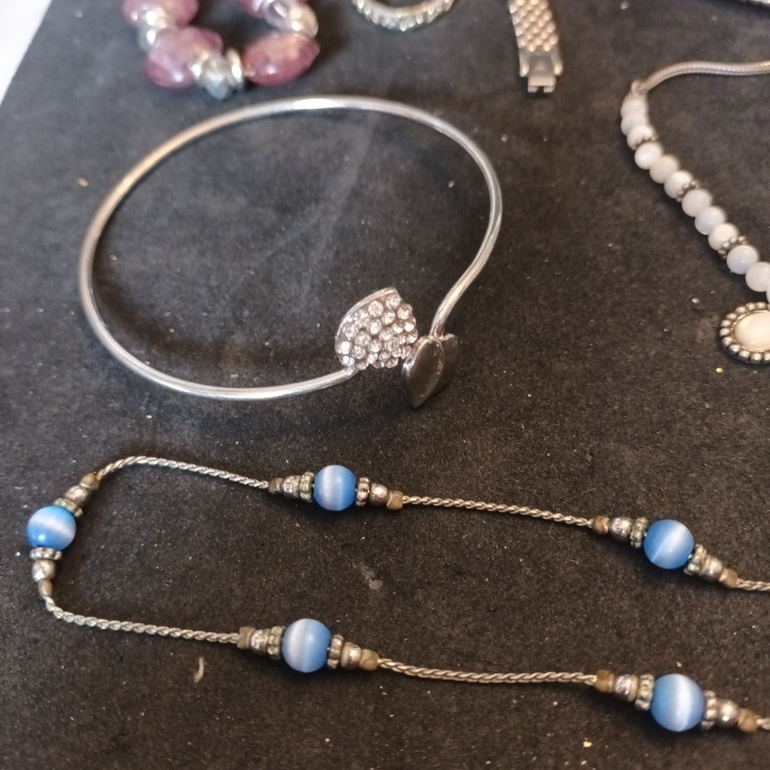 Silver Tone Costume Jewellery  Necklaces Bracelets Bundle Joblot 